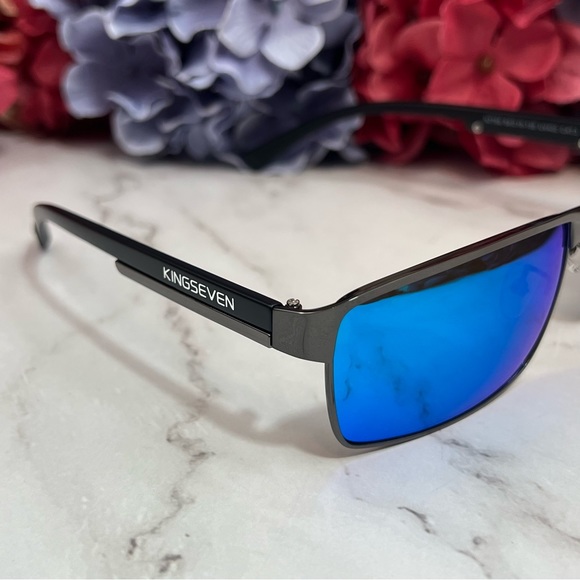 Accessories | Kingseven Retro Gunmetal Rectangular Blue Mirrored ...